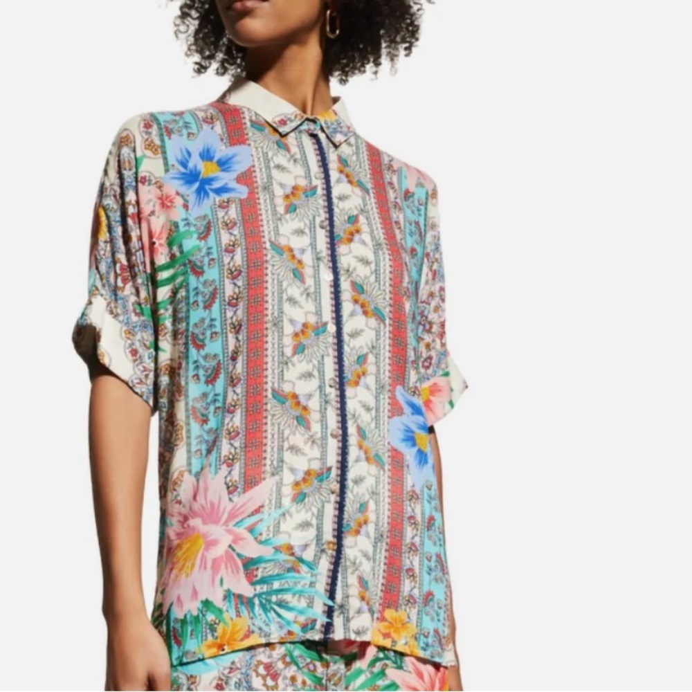 Johnny Was Clover Button Down Shirt In Multi size small - Picture 2 of 9
